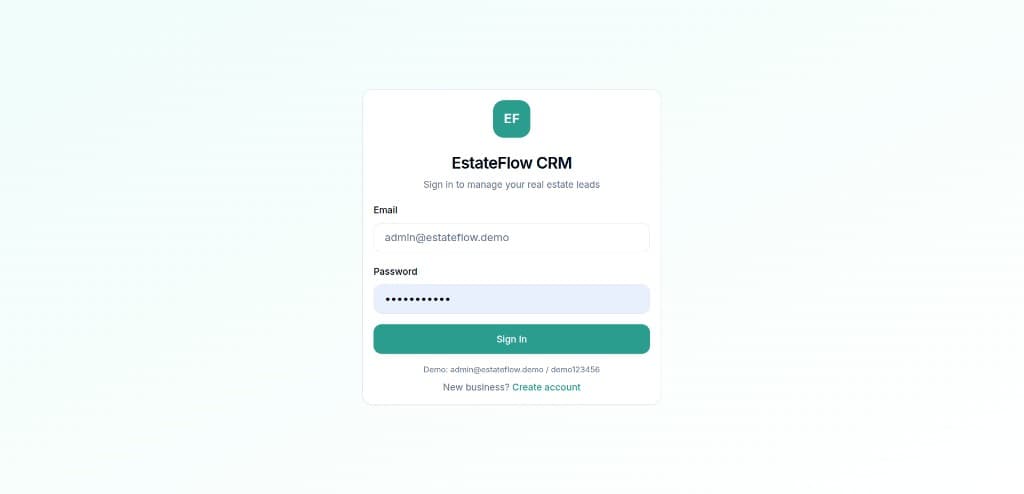 EstateFlow CRM website preview